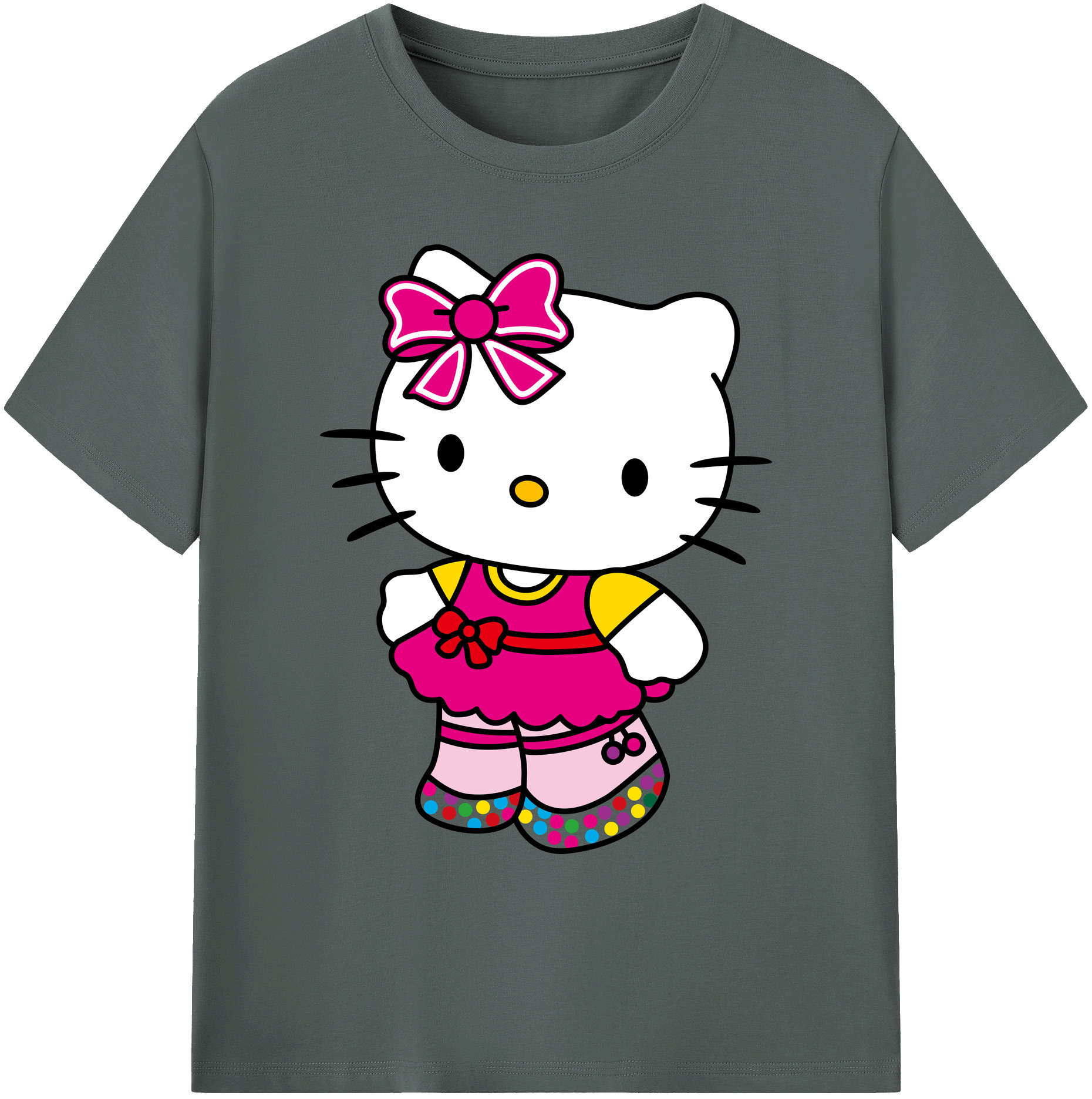 （画像用） Hello Kitty ハローキティ 綿100％ メンズ半袖Tシャツ｜肌触りやわらか＆通気性